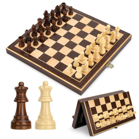 Peradix Jeu d'échecs Echiquier en Bois Magnétiques, Echec avec Double Reines, Échiquier de Voyage Pliables, Jouets et Cadeaux de