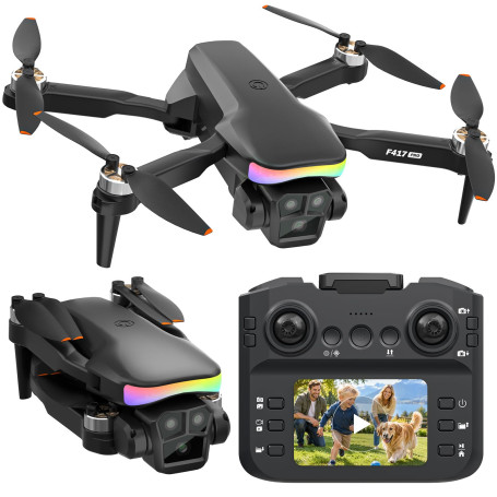 F417PRO FPV Drone avec caméra Télécommande à écran LCD, Mini Drone Recharge Type‑C Poids inférieur à 249g, Batterie Modulaire, J