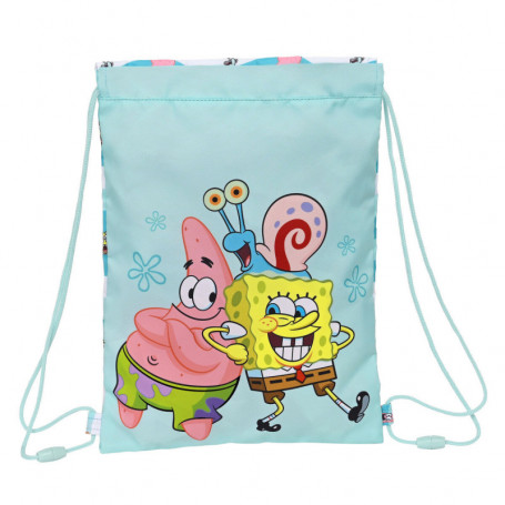 Sac à dos serré par des ficelles Spongebob Stay positive Bleu Blanc (26 x 34 x 1 25,99 €