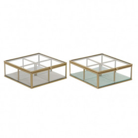 Boîte à bijoux DKD Home Decor Verre Métal Aluminium (15 x 15 x 5,5 cm) (2 Unités 51,99 €