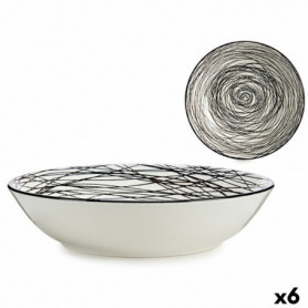 Assiette creuse Rayures Porcelaine Noir Blanc 6 Unités (20 x 4,7 x 20 cm) 47,99 €
