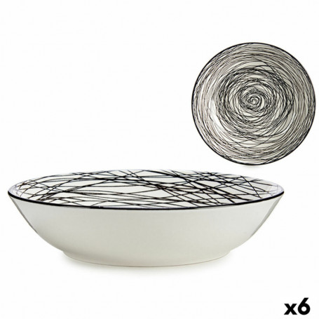 Assiette creuse Rayures Porcelaine Noir Blanc 6 Unités (20 x 4,7 x 20 cm) 47,99 €