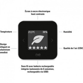 Capteur de qualité de l'air intérieur EVE ROOM - Technologie Apple HomeKit Bluet 149,99 €