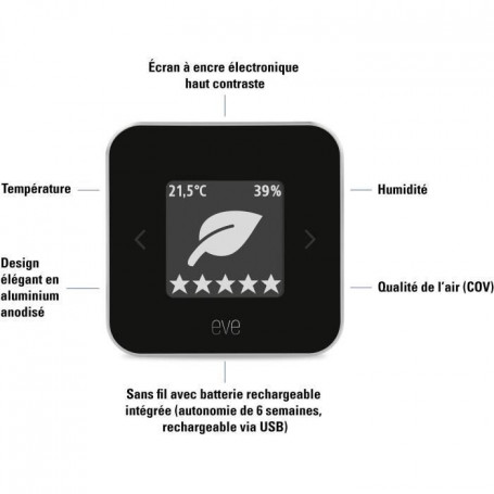 Capteur de qualité de l'air intérieur EVE ROOM - Technologie Apple HomeKit Bluet 109,99 €