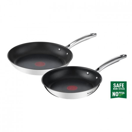 TEFAL G732S255 Lot de 2 poeles 24/28 cm. Induction. Revetement extérieur inox. R 89,99 €