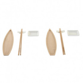 Set de sushi DKD Home Decor Céramique Naturel Blanc Bambou Oriental 67,99 €