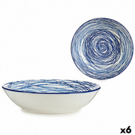 Assiette creuse Rayures Porcelaine Bleu Blanc 6 Unités (20 x 4,7 x 20 cm) 47,99 €