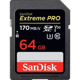SANDISK Carte mémoire flash Extreme Pro - 64 Go - Video Class V30 / UHS-I U3 / C