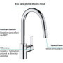 GROHE Robinet de cuisine évier Get. robinet avec douchette extractible. bec en f 199,99 €