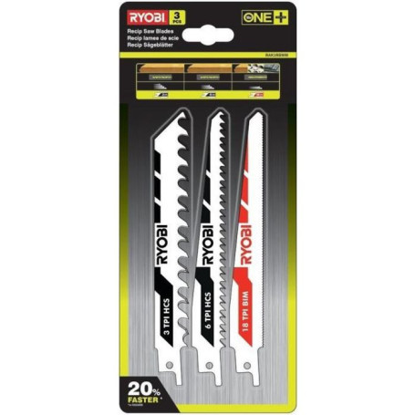 Lot de 3 lames RYOBI OnePlus spéciales scie sabre sans fil RAK3RBWM 22,99 €