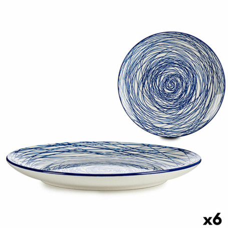 Assiette plate Rayures Porcelaine Bleu Blanc 6 Unités (24 x 2,8 x 24 cm) 57,99 €