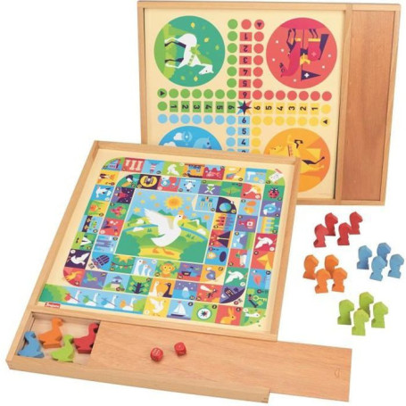 JEUJURA Jeux de l'oie et petits chevaux - Plateau avec plumier en bois 40,99 €