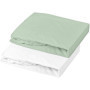 DOMIVA Lot 2 Draps housse Uni - Jersey - oeko-Tex - Blanc/Vert de gris - 23,99 €