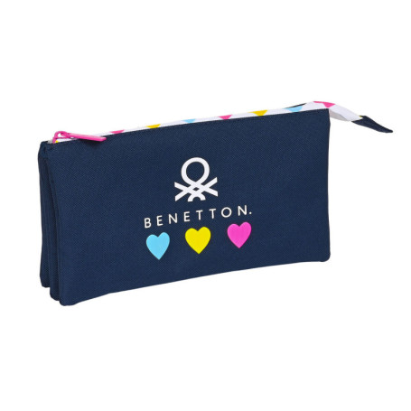 Trousse Fourre-Tout Triple Benetton Love Blue marine (22 x 12 x 3 cm) 29,99 €