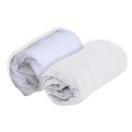 DOMIVA Drap housse + Alese Uni - 100% Coton - Traité Sanitized - Blanc - 32,99 €