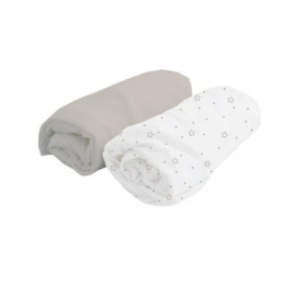 DOUX NID Lot de 2 Draps Housse Blanc pois/Perle 70x140 cm 30,99 €